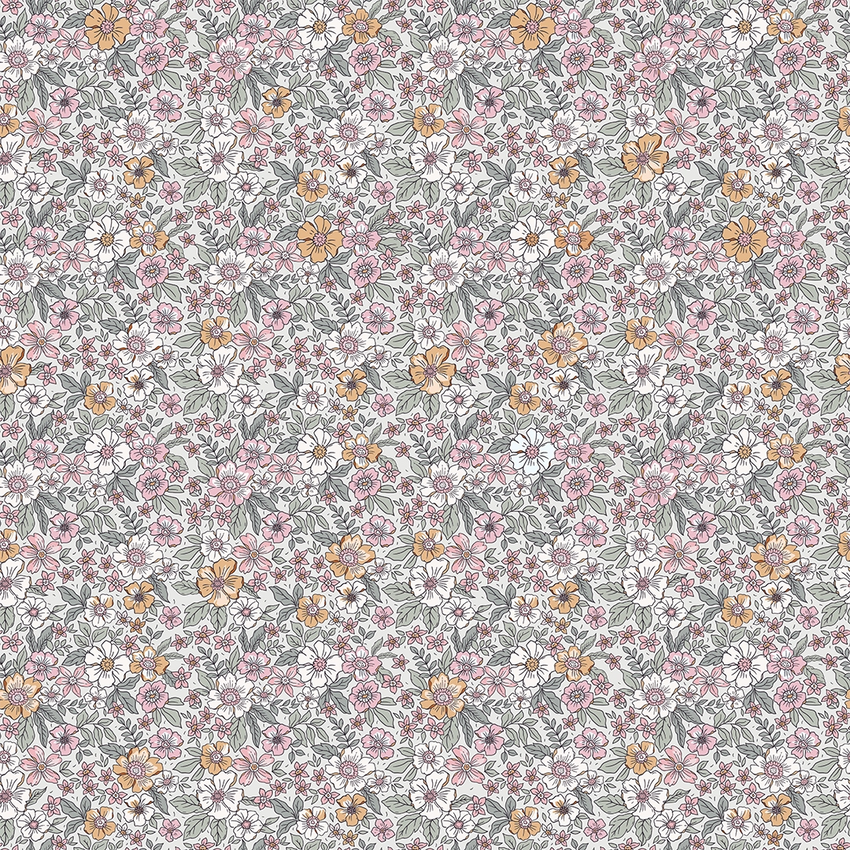 Sample of Ditsy Gardenia Wallpaper in Sage Green and Pink
