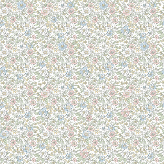 Ditsy Gardenia Wallpaper in Soft Pastels