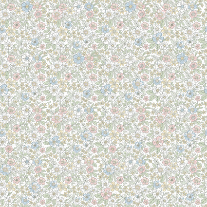 Sample of Ditsy Gardenia Wallpaper in Soft Pastels