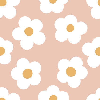Ditsy Daisy Wallpaper in Pink and White