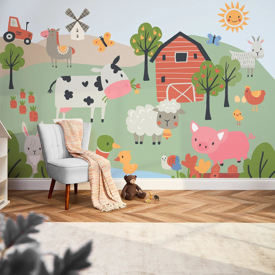 Sample of Down On The Farm Mural in Multicoloured