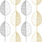 Fika Leaf Wallpaper in White and Grey and Mustard