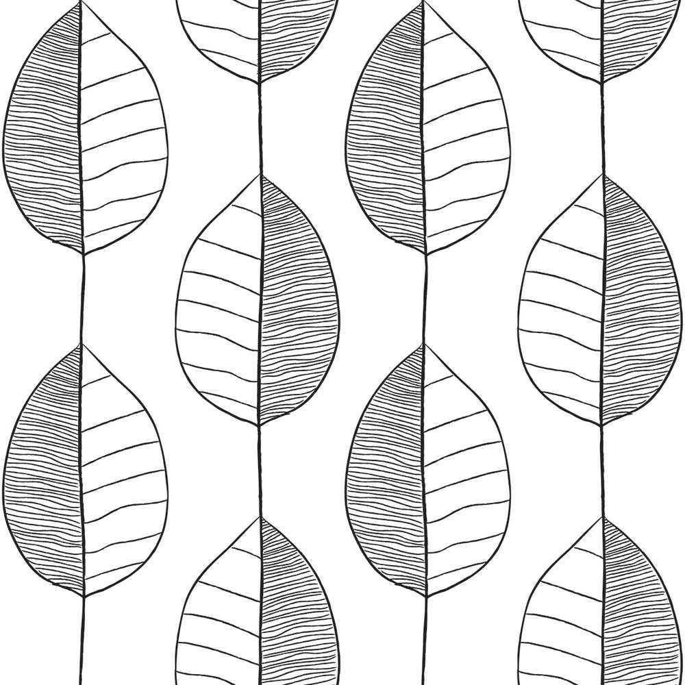 Sample of Fika Leaf Wallpaper in Black and White