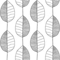 Fika Leaf Wallpaper in Black and White
