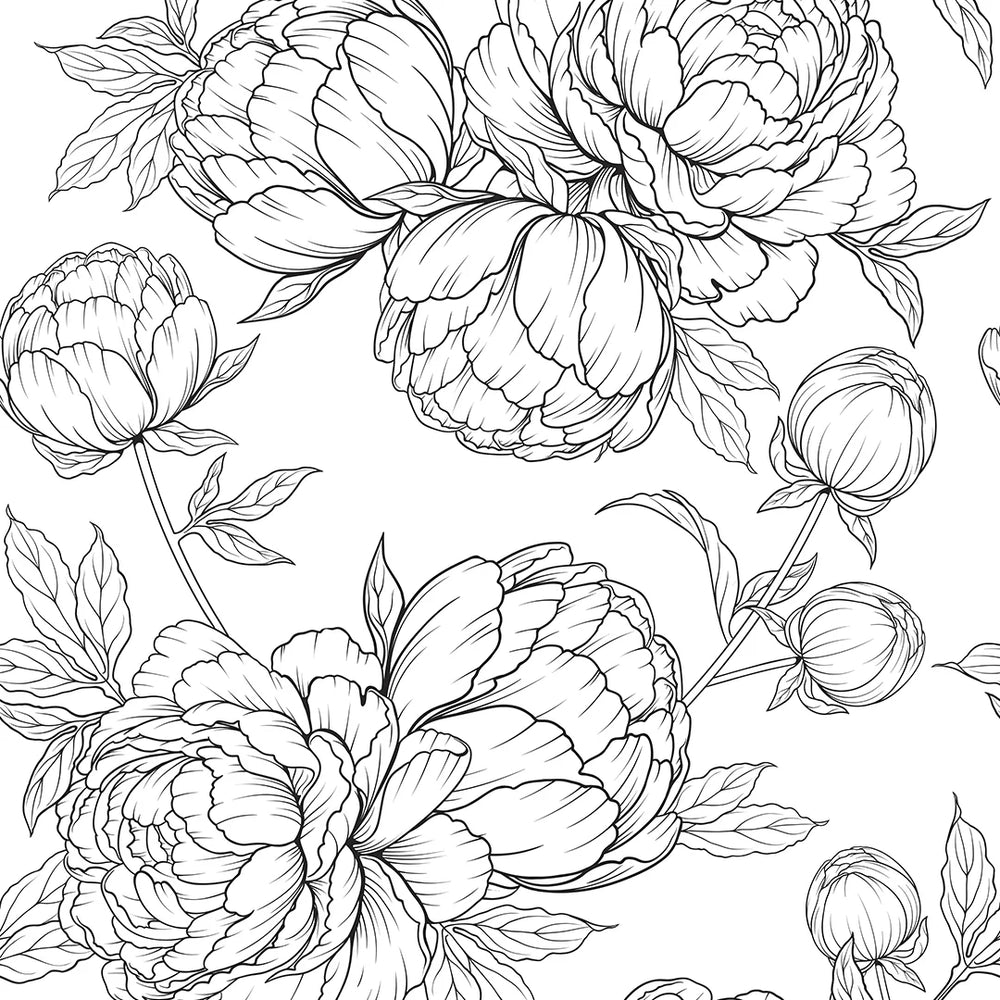 Sample of Flora Wallpaper in Monochrome