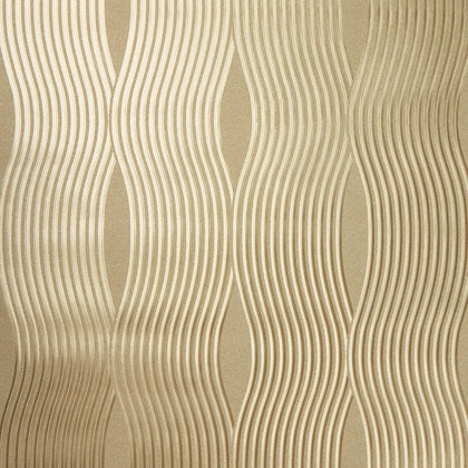 Sample of Foil Wave wallpaper in Champagne (53 x 30cm)