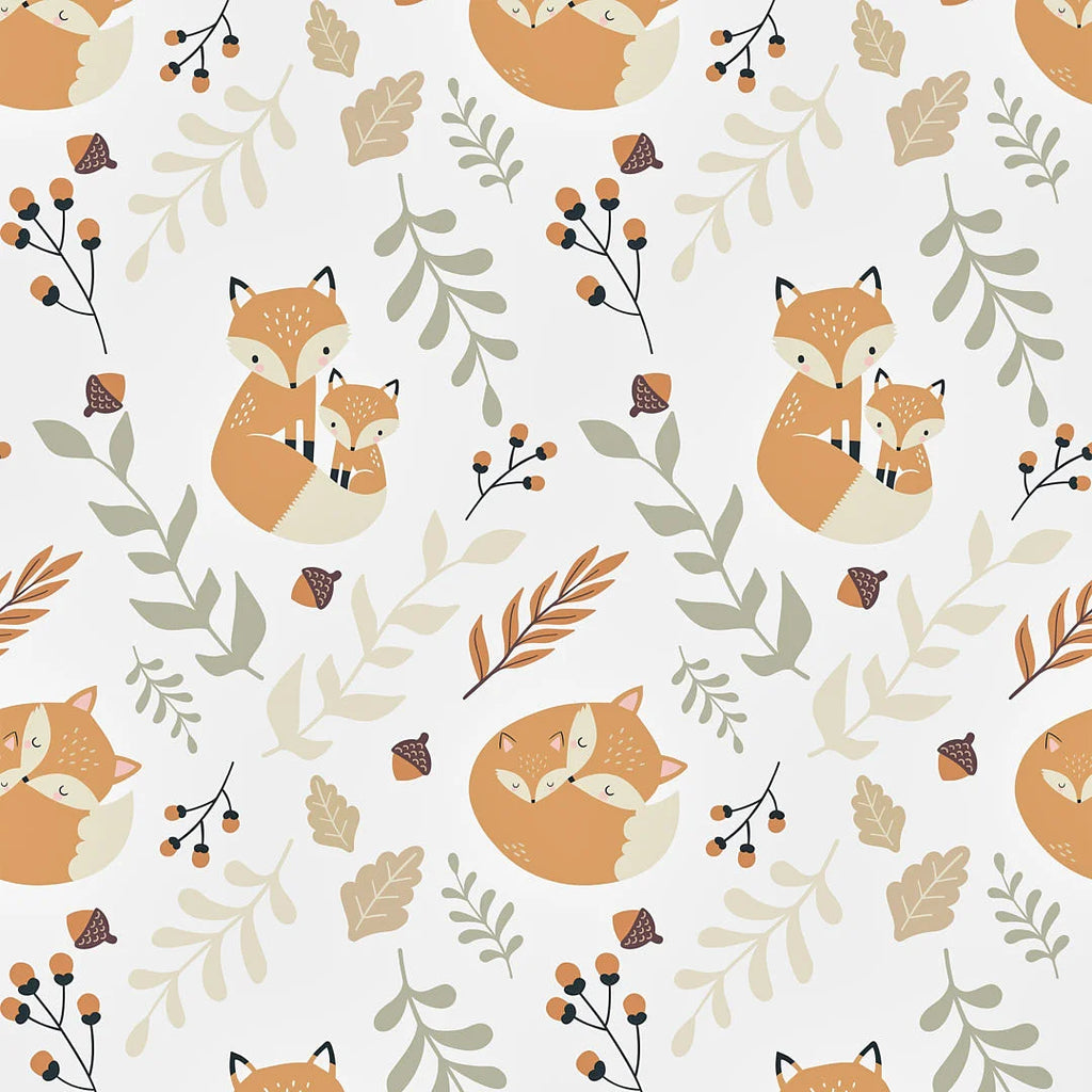 Forest Foxes Wallpaper in Warm Tones
