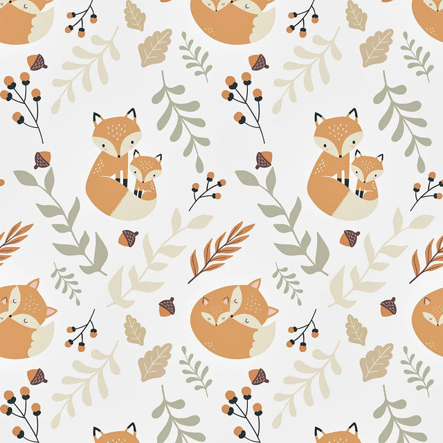 Forest Foxes Wallpaper in Warm Tones