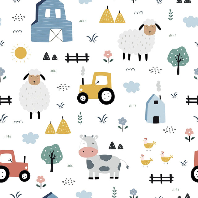 Fun at the Farm Wallpaper in Multicoloured