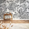 Gentle Roses Full Wall Mural in Monochrome