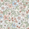 Sample of Gorgeous Gardenia Wallpaper in Sage, Soft Blues and Peach