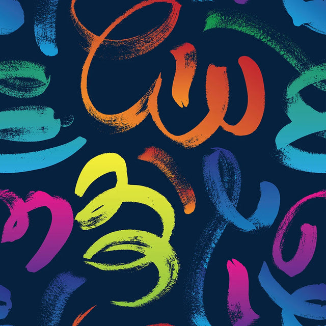 Graffito Wallpaper in Brights on Navy