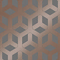 Hexa Geometric Wallpaper in Charcoal and Rose Gold