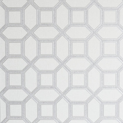 Hotel Luxe Origin Wallpaper in White and Silver