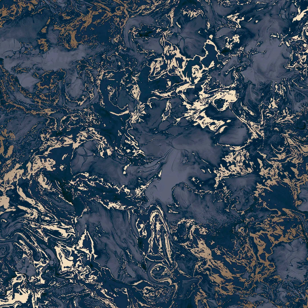 Sample of Liquid Marble Wallpaper in Blue and Gold