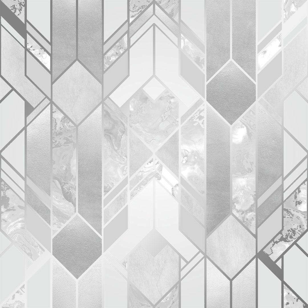 Sample of Liquid Marble Geometric Wallpaper in Silver