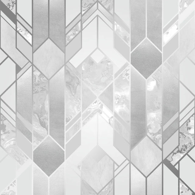 Liquid Marble Geometric Wallpaper in Silver