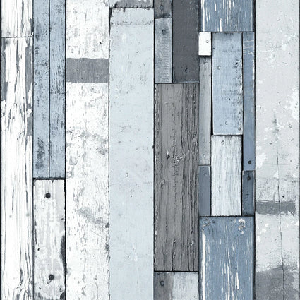 Reclaimed Wood Wallpaper in Blue