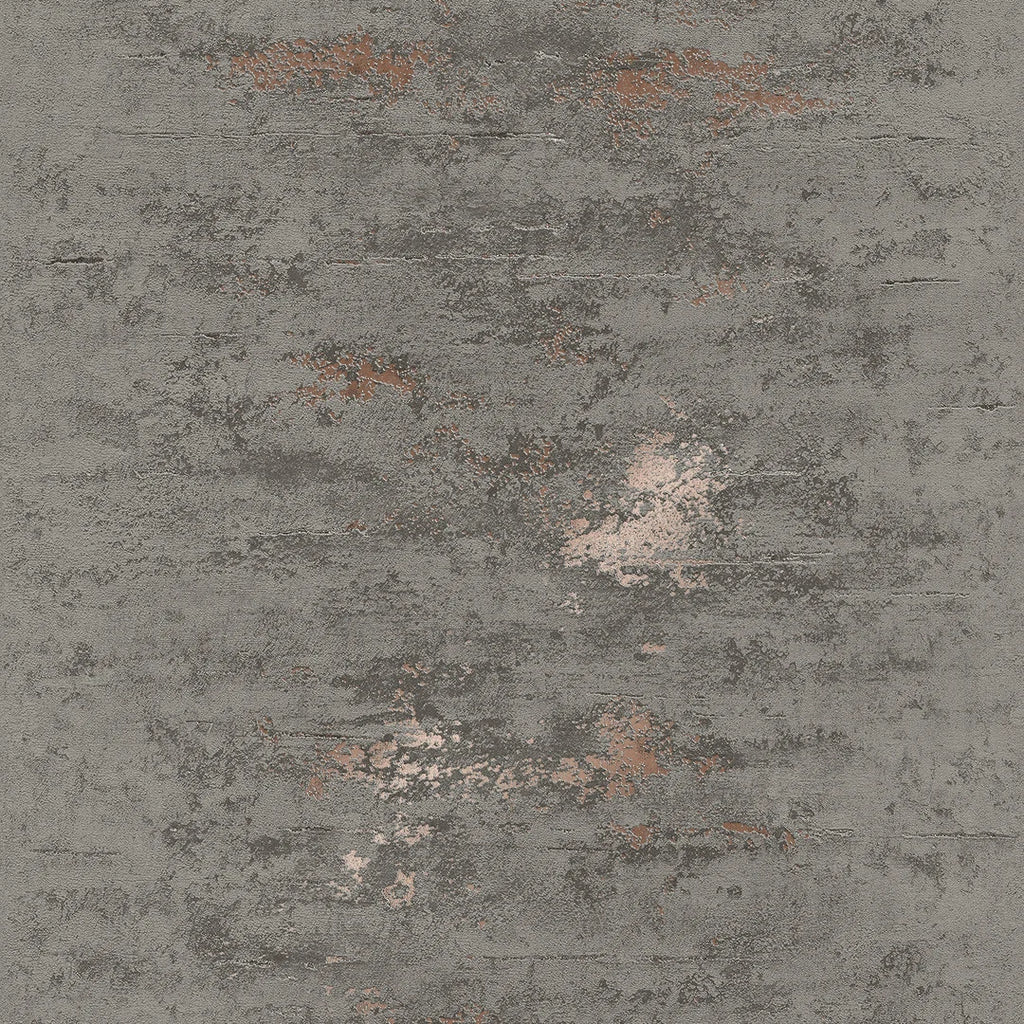 Venice Industrial Metallic Wallpaper in Charcoal and Copper