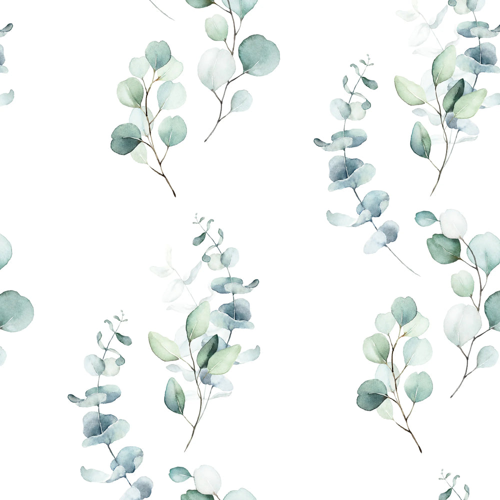 Sample of Trailing Eucalyptus Wallpaper in Soft Greens