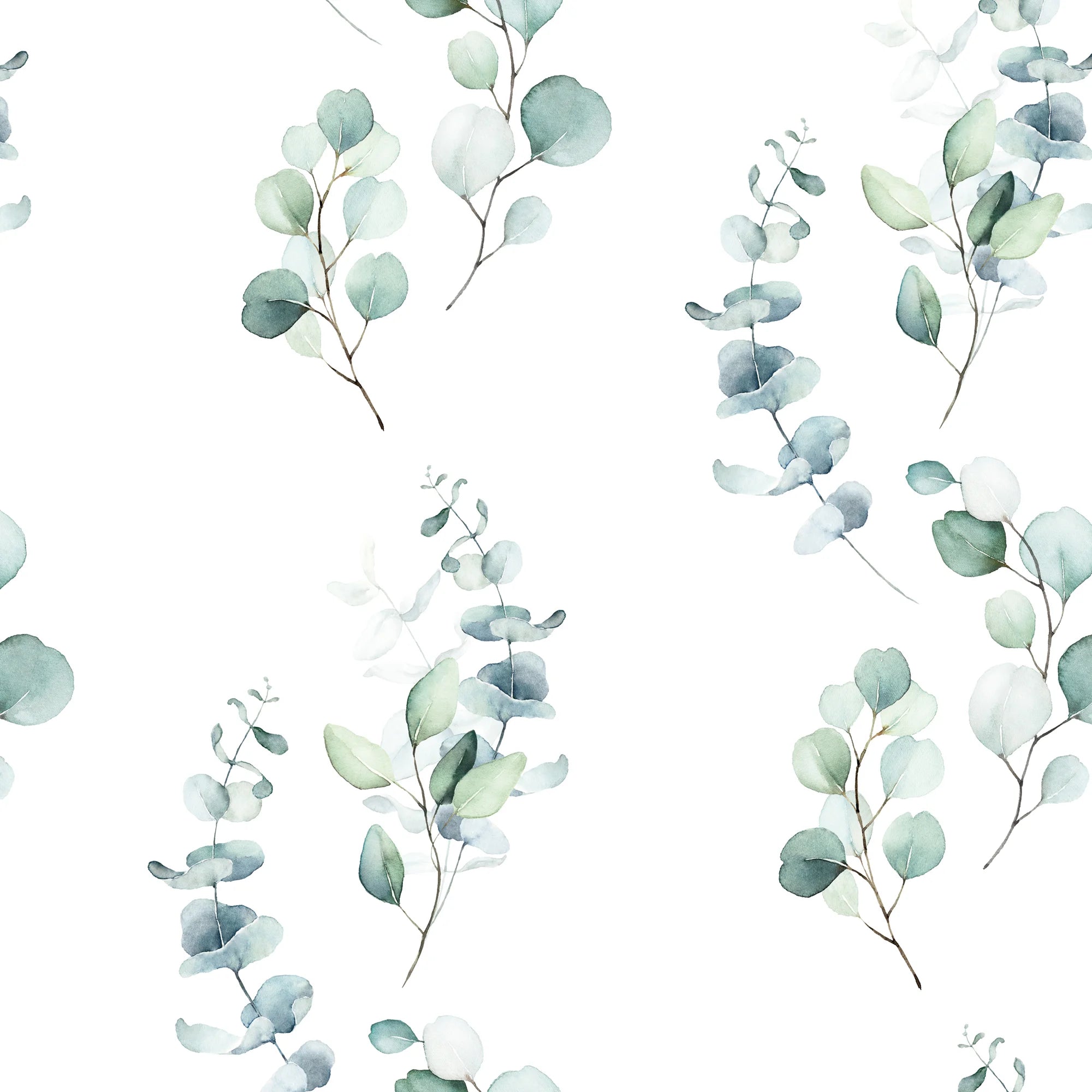 Sample of Trailing Eucalyptus Wallpaper in Soft Greens