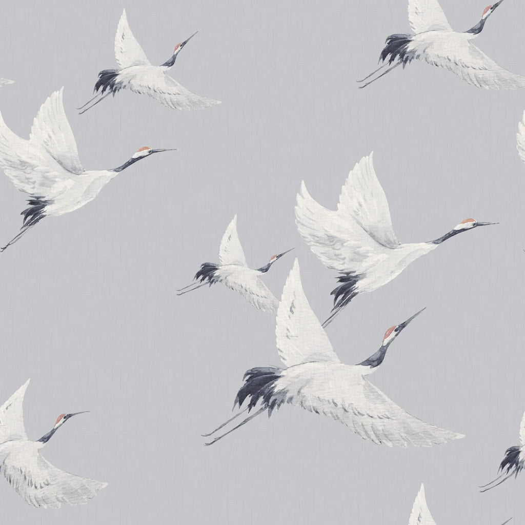 Soaring Cranes Wallpaper in Grey – I Love Wallpaper