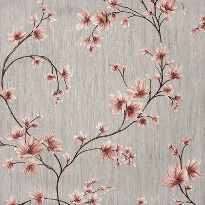 Francesca Bloom Wallpaper in Glittering Grey with Pink