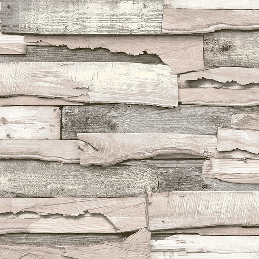 Modern Dark Wood Horizontal Stripes Vinyl Wallpaper Rustic | BVM Home