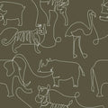 Lines At The Zoo Wallpaper in Olive Green