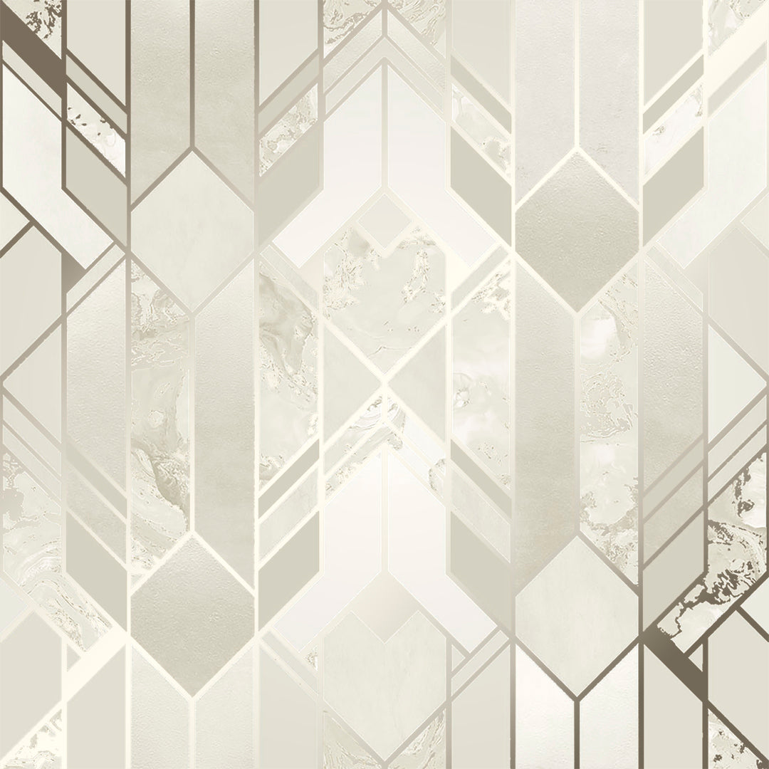 Sample of Liquid Marble Geometric Wallpaper in Cream