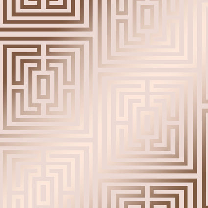 Sample of Maze Geometric Wallpaper Blush Pink, Rose Gold (53 x 30cm)