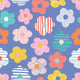 Miss Daisy Wallpaper in Multicoloured Brights on Blue