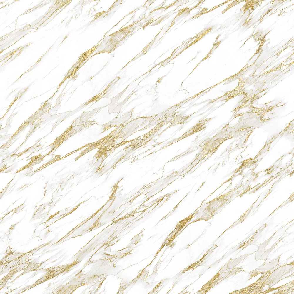 Sample of Modern Marble Wallpaper in White with Gold Effect