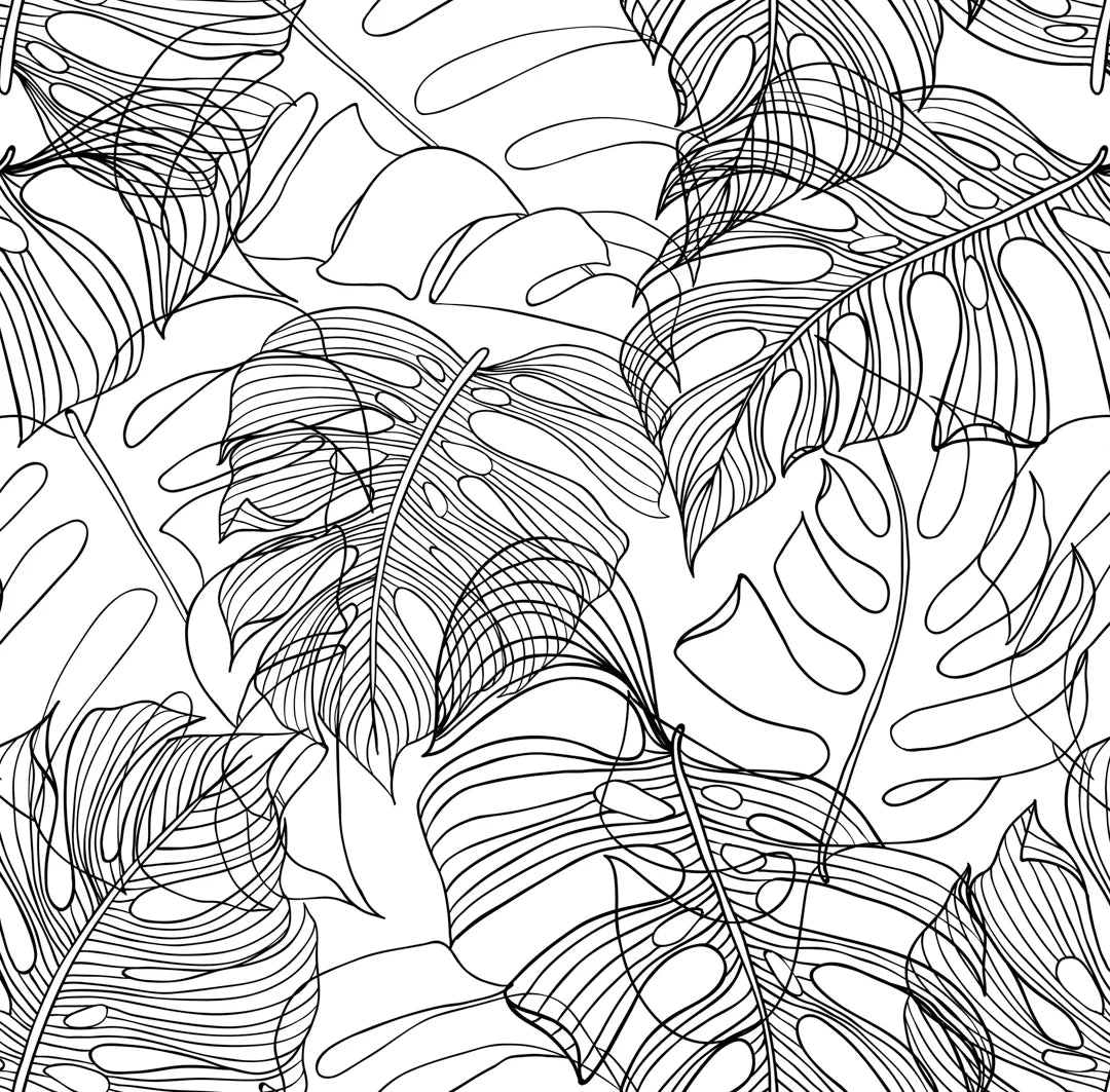 Sample of Monstera Leaf Wallpaper in Monochrome