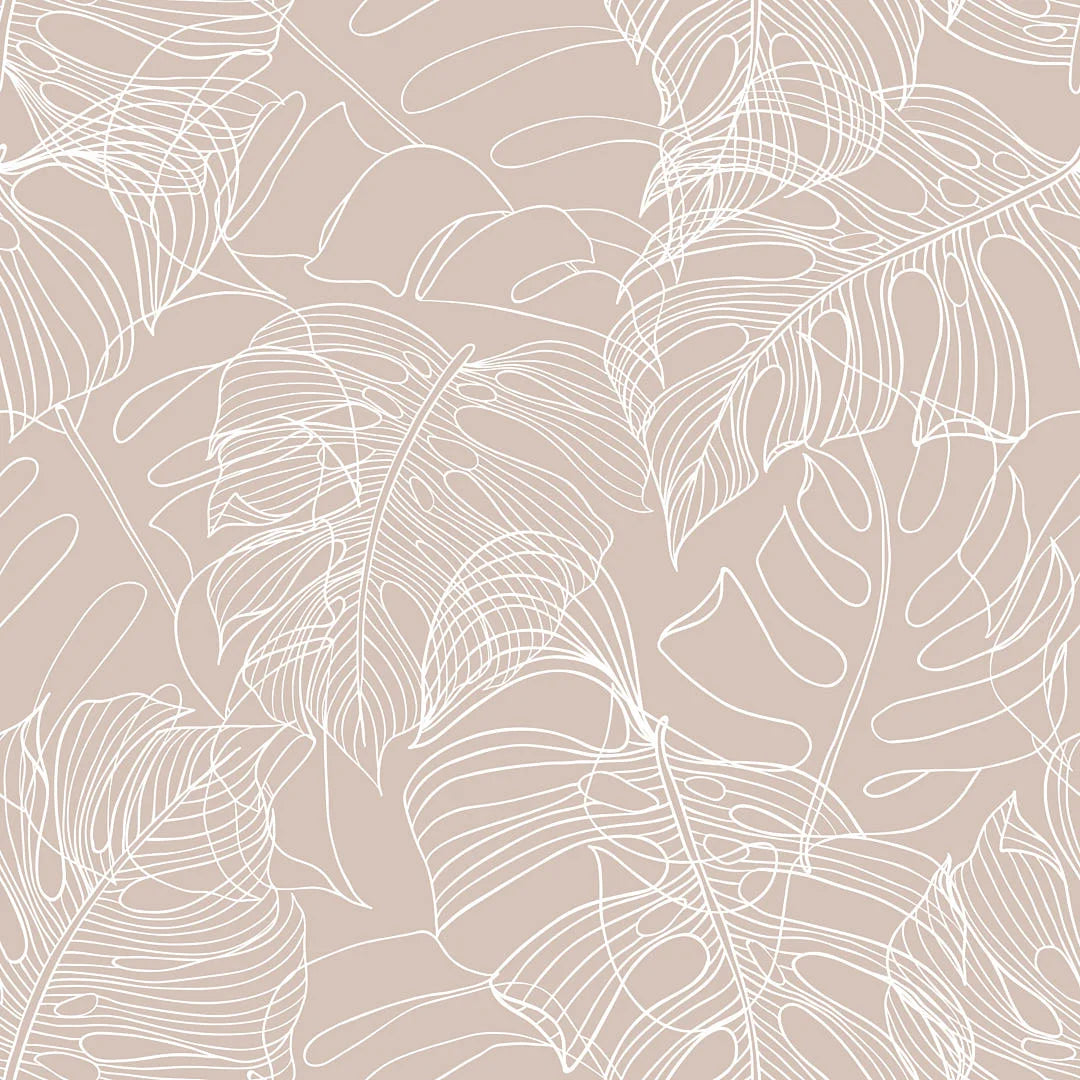 Sample of Monstera Leaf Wallpaper in Nude