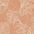 Monstera Leaf Wallpaper in Terracotta