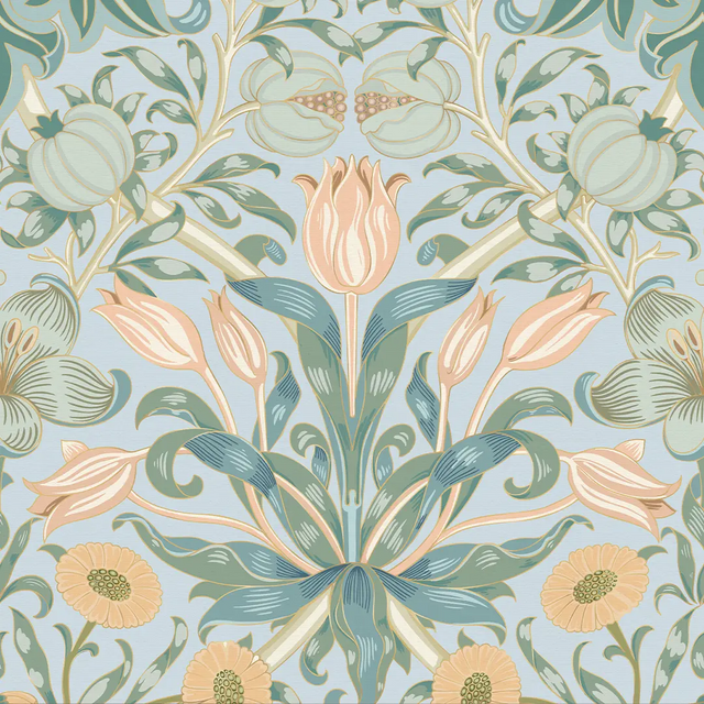 Pomegranate Grove Wallpaper in Blue