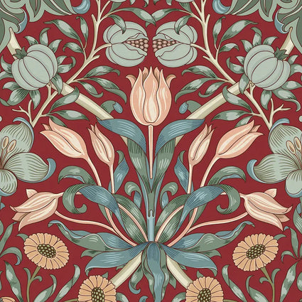 Pomegranate Grove Wallpaper in Rich Red