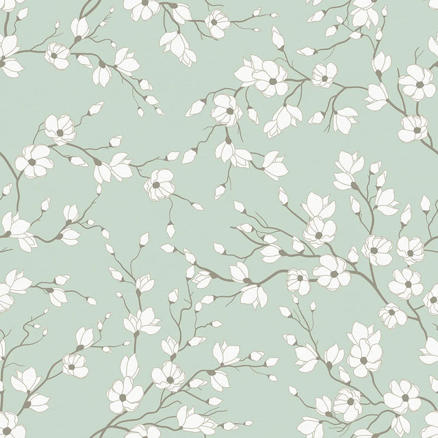Spring Blossom Wallpaper in Sage Green