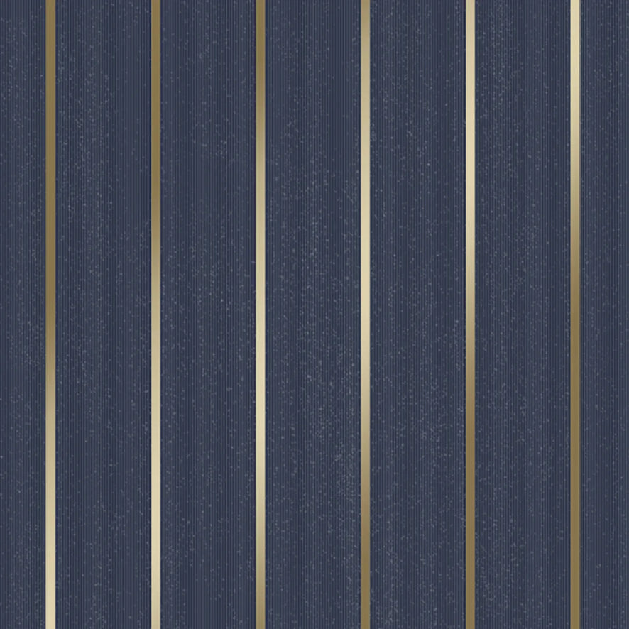 Stripe Panel Wallpaper in Navy and Gold