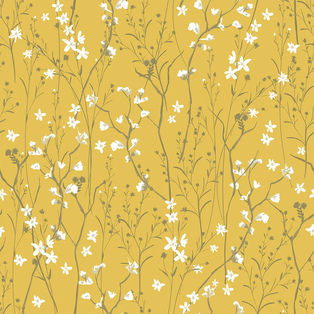 Sample of Summer Meadow Wallpaper in Mustard