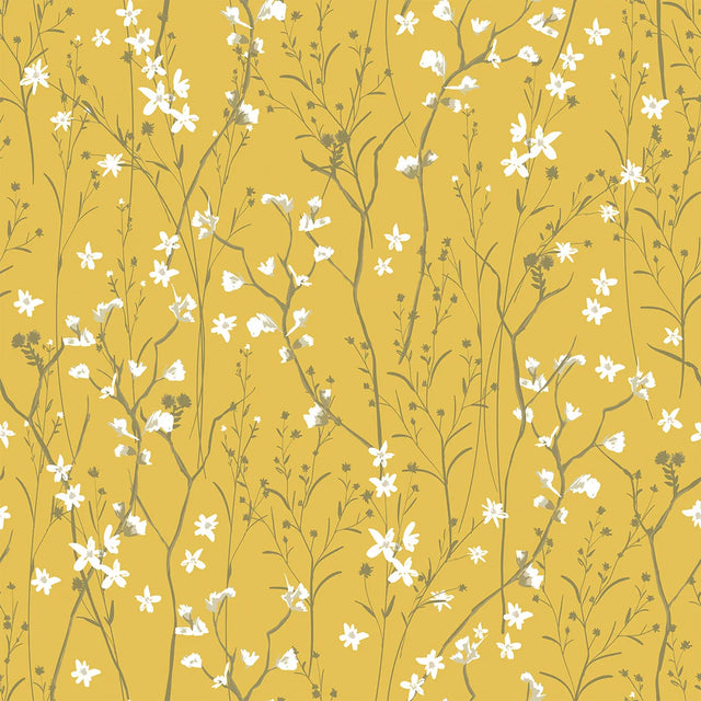 Summer Meadow Wallpaper in Mustard