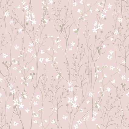 Summer Meadow Wallpaper in Pink