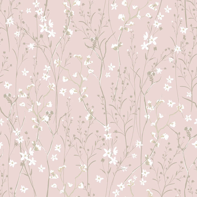 Summer Meadow Wallpaper in Pink
