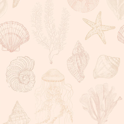Summer Seashells Wallpaper in Terracotta