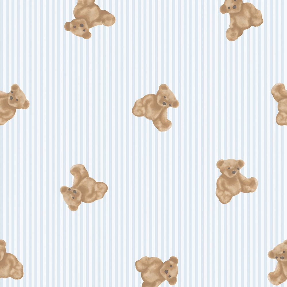 Sample of The Bear Wallpaper in Soft Blue