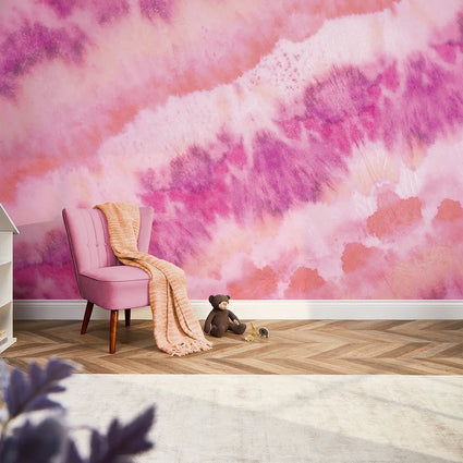 Totally Tie Dye Mural in Bright Pinks