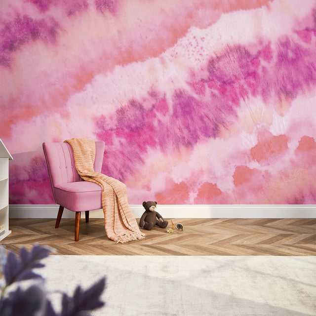 Totally Tie Dye Full Wall Mural in Bright Pinks