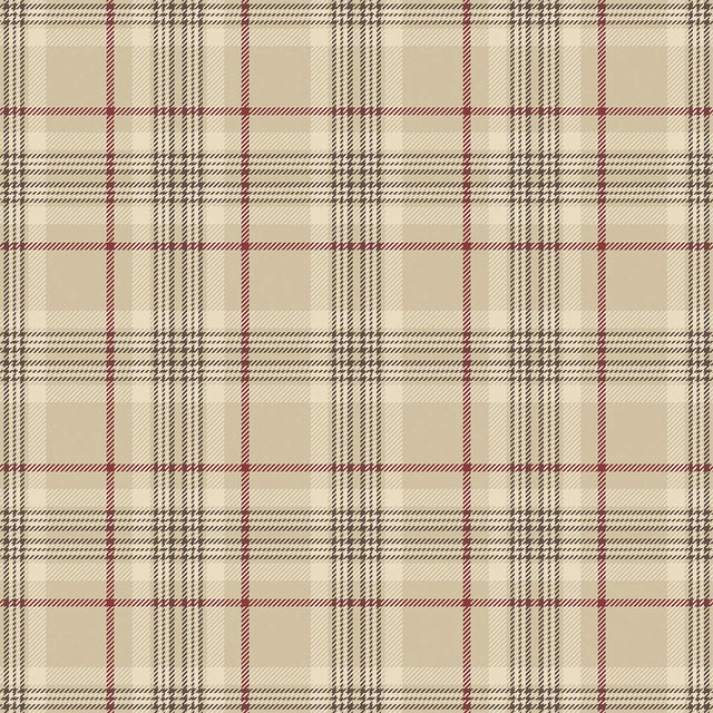 Traditional Check Wallpaper in Beige and Red