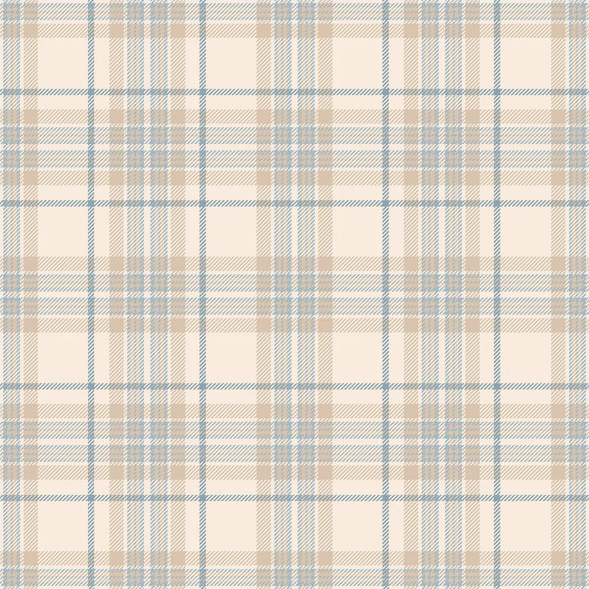 Traditional Check Wallpaper in Cream and Blue